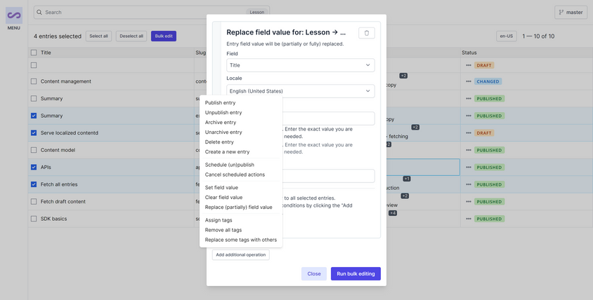 Edit multiple entries at once
